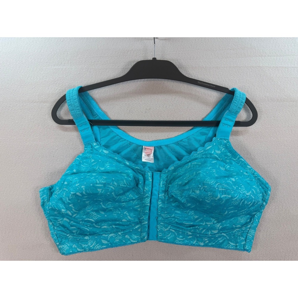 Comfort Choice Turquoise Floral Lace Front Close Bra 42DDD Posture Back